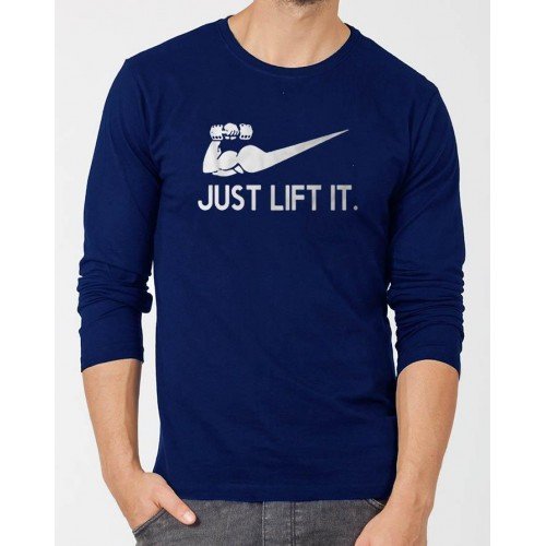 Just Lift it Navy Blue Full Sleeves T-Shirt