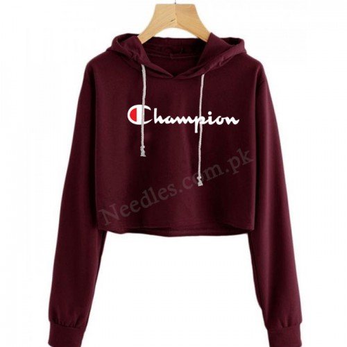 Maroon Champ Crop Hoodie For Women's Maroon Champ Crop Hoodie For Women's