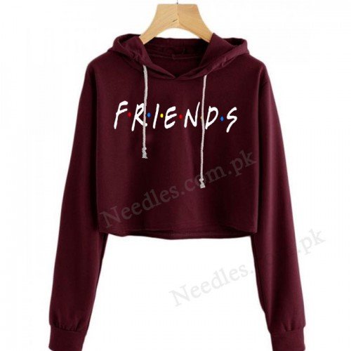 Maroon Friends Crop Hoodie For Women's Maroon Friends Crop Hoodie For Women's