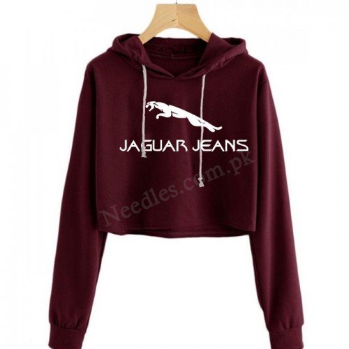 Maroon Jg Crop Hoodie For Women's