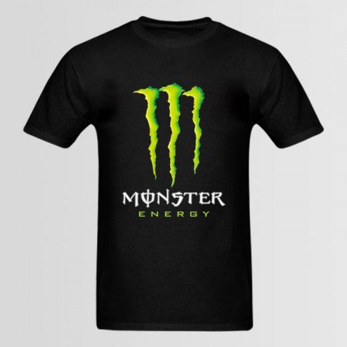 Monster logo Half Sleeves Black Tees For Men