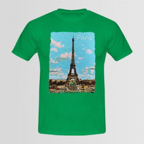 Paris Logo Green Half Sleeves T-Shirt