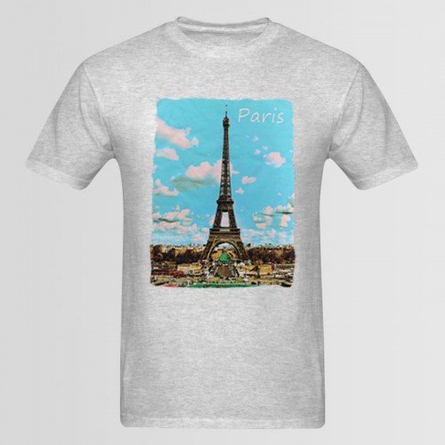Paris Logo Grey Half Sleeves T-Shirt