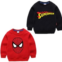 Red Spider & Black Superman Printed Sweatshirt For Kids