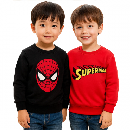 Black & Red Graphic Sweatshirt For Kids