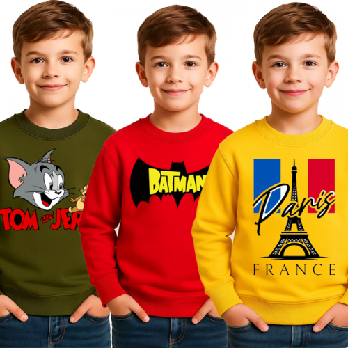 Bundle Of 3 Printed Kids Sweatshirt