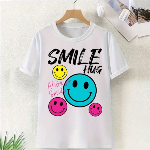 Smile Hug Printed Tshirt For Women's