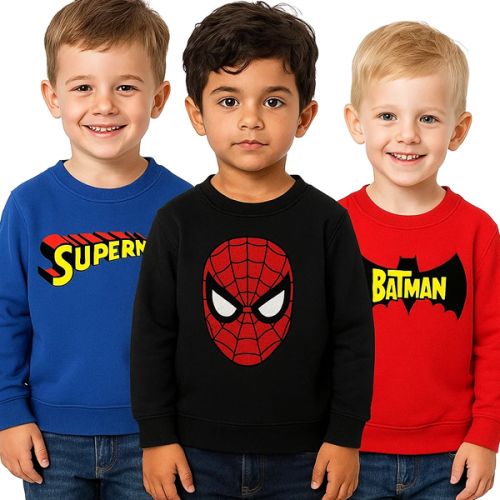 Bundle Of 3 Super Hero Sweatshirt For Kids