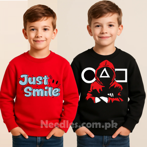 Black & Red Graphic Sweatshirt For Kids
