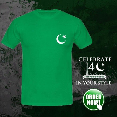 Pakistani Small Crescent Half Sleeves T-Shirt For Men