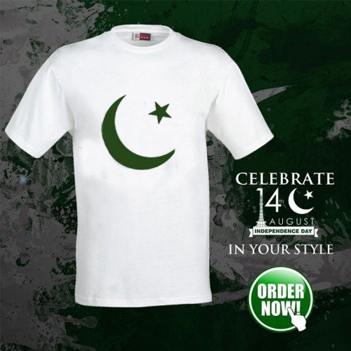 Pakistani Flag White half Sleeves T-Shirt For Men
