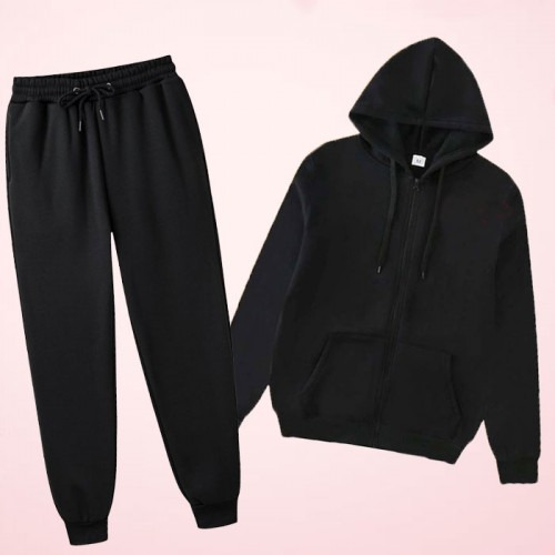 Black Zipper Hoodie With Black Trouser