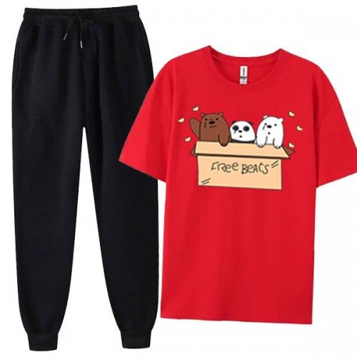 Red Bear Box Summer Tracksuit For Women's