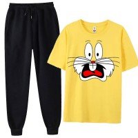 Yellow Bugs Bunny Summer Tracksuit For Women's