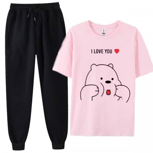 Bear Pink Summer Tracksuit For Womens
