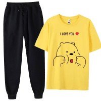 Bear Yellow Summer Tracksuit For Womens