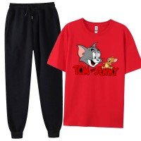 Tom & Jerry Red Women Summer Tracksuit
