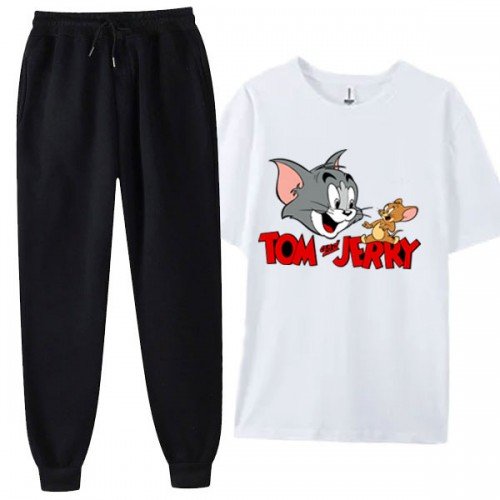 Tom & Jerry White Women Summer Tracksuit