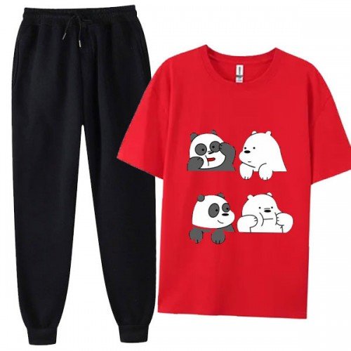 Four Bears Red Summer Tracksuit For Women's
