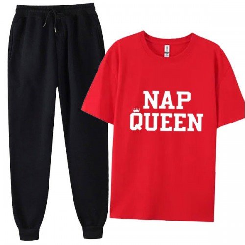 Nap Queen Red Summer Tracksuit For Women