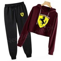 Fer Maroon  Crop Tracksuit For Womens