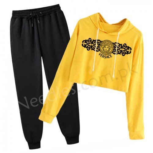 Ver Yellow Crop Winter Tracksuit For Ladies