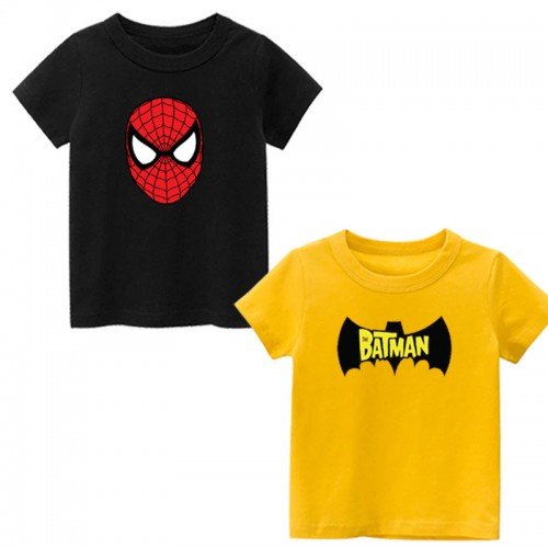 Bundle of 2 Batman & Spider Man Best Quality T-Shirt For Kids