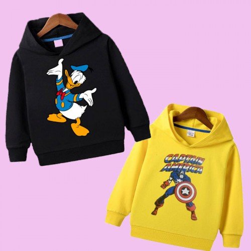 Black Donald & Yellow Stylish Hoodie For Kids