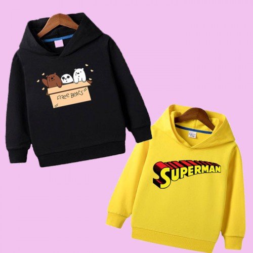 Black Bear Box & Yellow Superman Hoodie  For Kids