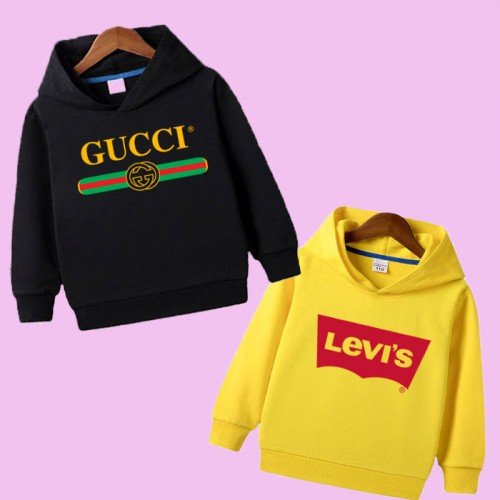 Black Gc & Yellow Lv Hoodie For Kids