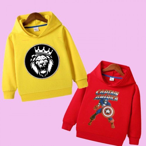 Yellow Loin & Red Cap America Hoodie For Kids