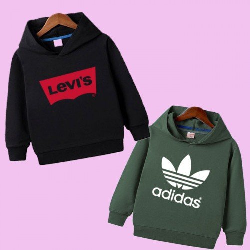 Black Lv & Green Ad Hoodie For Kids