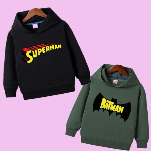 Black Superman & Green Bt Hoodie For Kids