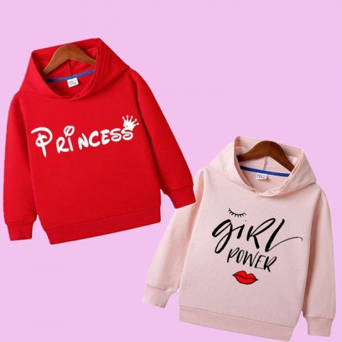 Red Prince & Pink Girls Power Hoodie For Kids