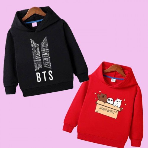 Black BT & Red Bear Box Hoodie For Kids