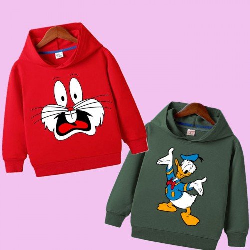 Red Bugs Bunny & Green Duck Hoodie For Kids