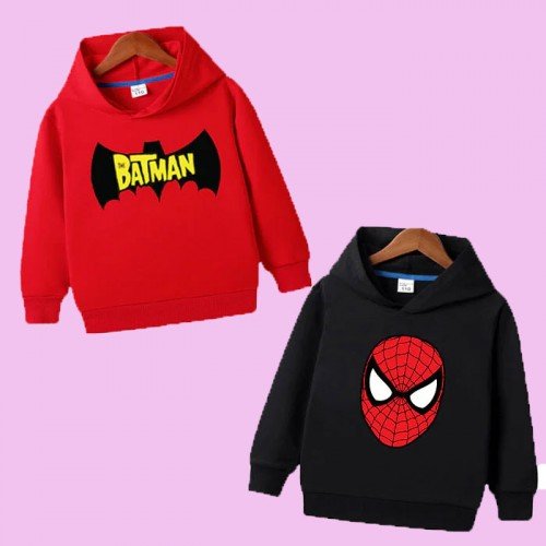 Red Bt & Black Spider Hoodie For Kids