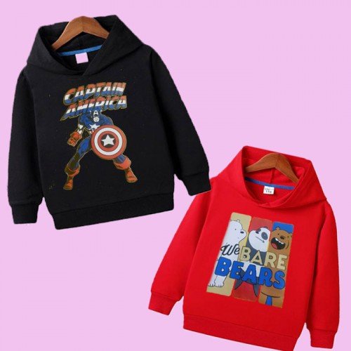 Black Stylish & Red Hoodie For Kids