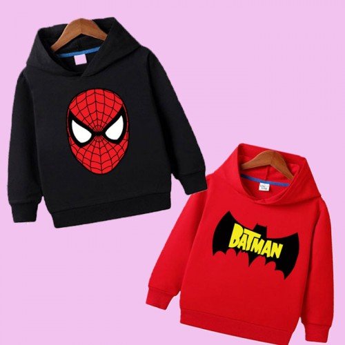 Black Spider & Red Batman Hoodie For Kids