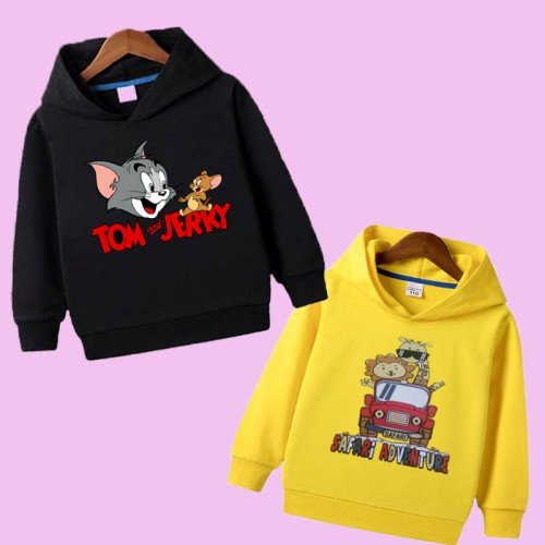 Black Tom & Yellow Cartoon Hoodie For Kids