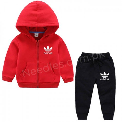 Red Ad Zipper With Trouser For Kids