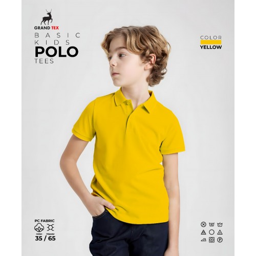 Yellow Plain Polo Tshirt For Kids