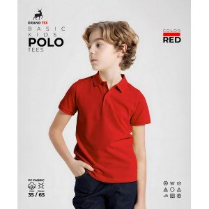 Red Plain Polo Tshirt For Kids