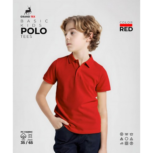 Red Plain Polo Tshirt For Kids