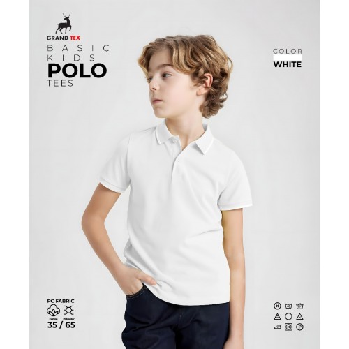 White Plain Polo Tshirt For Kids