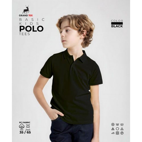 Black Plain Polo Tshirt For Kids