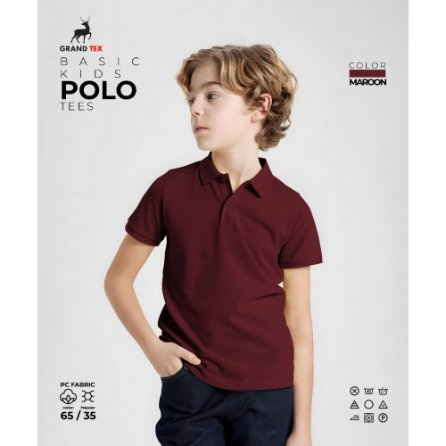 Maroon Plain Polo Tshirt For Kids