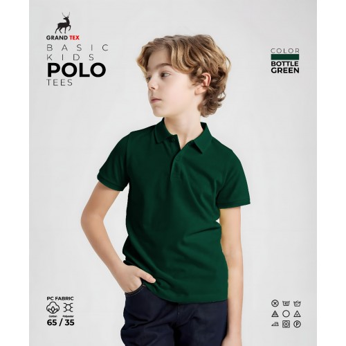 Green Plain Polo Tshirt For Kids