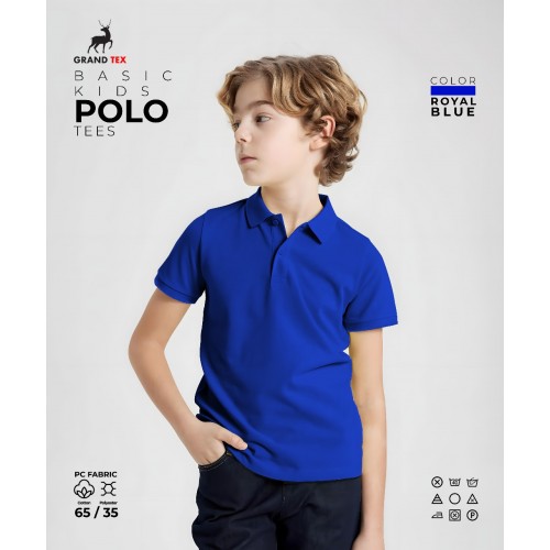 Royal Blue Plain Polo Tshirt For Kids