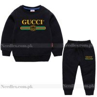 Black Gc Sweatshirt And Trouser Winter Tracksuit For Kids 